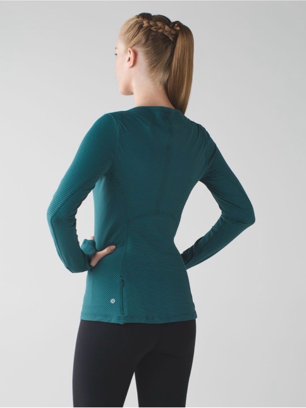 Lululemon Kanto Catch Me Long Sleeve Mini Pop Stripe Dark Fuel Forage Teal 2 - Picture 2 of 9